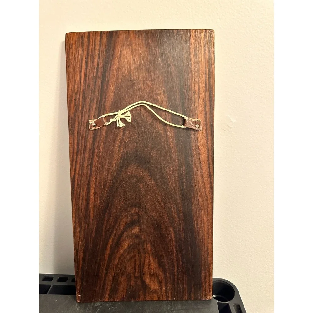 Vintage Wood Marquetry Wall Art Plaque‎ Elephant Palm Tree Inlay Brown Safari